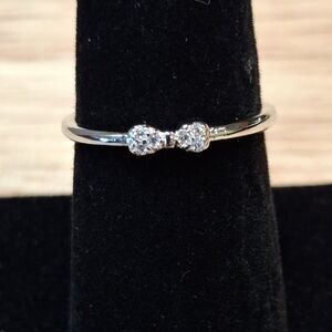 Sterling Silver Bow Ring with Crystal Accents